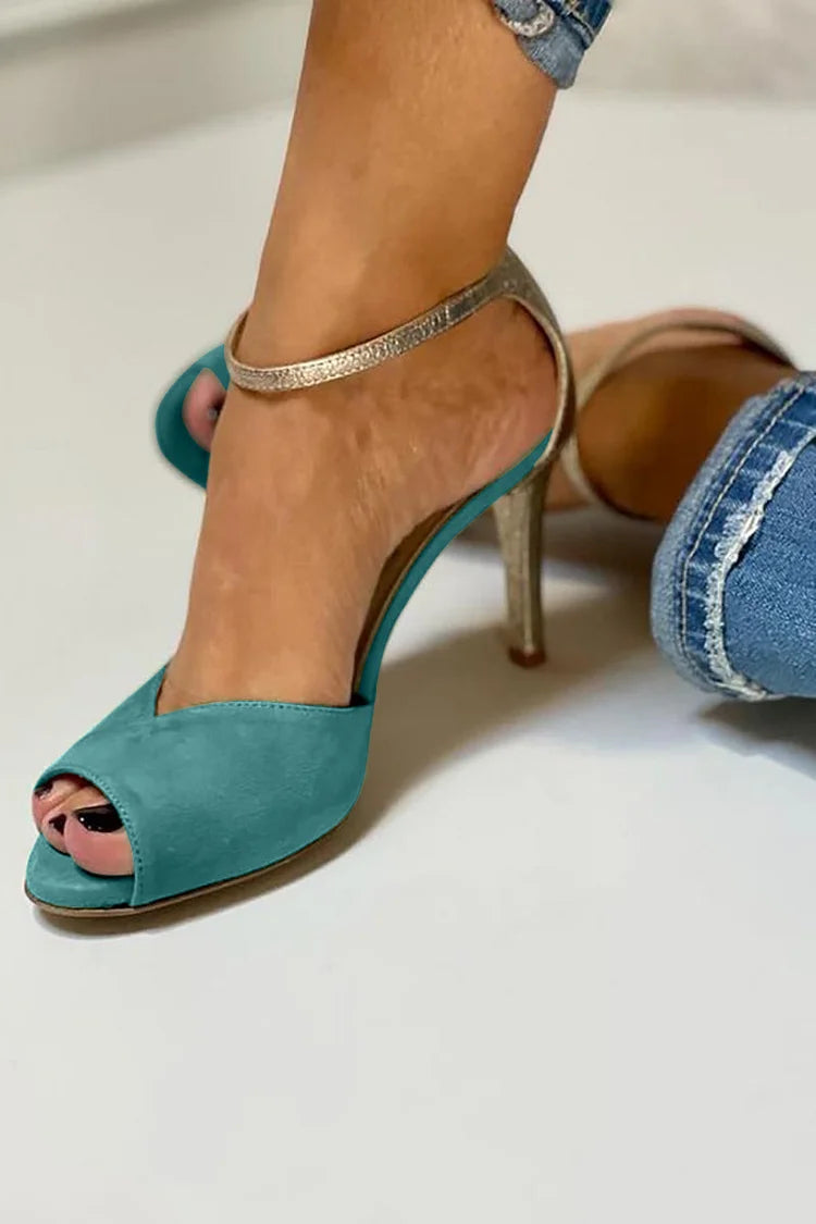 LIV | BLIZGANTYS PEEP-TOE S VYSOKÝM OPÄTKOM, PÁSY A ZAPÍNANIE