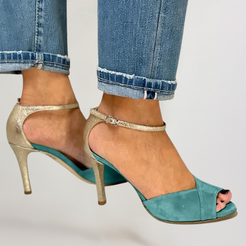 LIV | BLIZGANTYS PEEP-TOE S VYSOKÝM OPÄTKOM, PÁSY A ZAPÍNANIE